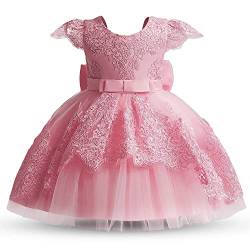 TTYAOVO Baby Mädchen Blumenkleid Geburtstag Prinzessin Party Spitze Rückenfreies Kleid Größe 80(6-12 Monate) 15 Rosa-T von TTYAOVO