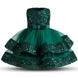 TTYAOVO Baby Mädchen Blumenkleid Pailletten Prinzessin Party Tutu Kleid Größe 80(6-12 Monate, 2052 Grün) von TTYAOVO