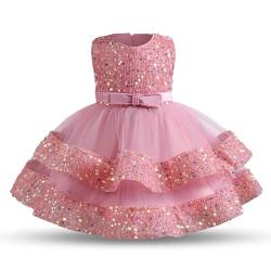 TTYAOVO Baby Mädchen Blumenkleid Pailletten Prinzessin Party Tutu Kleid Größe 90(12-24 Monate, 2052 Rosa) von TTYAOVO