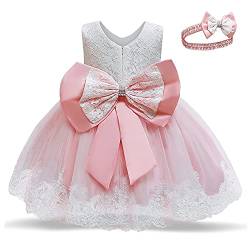 TTYAOVO Baby Mädchen Spitze Kleid Bowknot Blume Hochzeit Kleider Größe(70) 0-6 Monate 648 Rosa von TTYAOVO