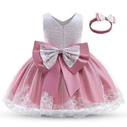 TTYAOVO Baby Mädchen Spitze Kleid Bowknot Blume Hochzeit Kleider Größe(70) 0-6 Monate 648 dunkelrosa von TTYAOVO