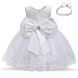 TTYAOVO Baby Mädchen Spitze Kleid Bowknot Blume Hochzeit Kleider Größe(90) 12-24 Monate 648 Weiß von TTYAOVO