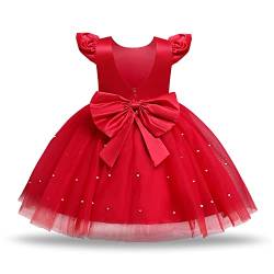 TTYAOVO Baby Prinzessin Party Kleid Sich beugen Knoten Kleider Größe (100) 2-3 Jahre 767 Rot von TTYAOVO