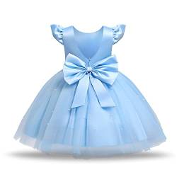 TTYAOVO Baby Prinzessin Party Kleid Sich beugen Knoten Kleider Größe (90) 12-24 Monate 767 Blau von TTYAOVO