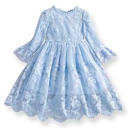 TTYAOVO Blumenmädchen Kleid Mädchen Spitze Prinzessin Party Pageant Tüll Sommer Vintage Kleid Größe (100) 2-3 Jahre 670 Blau von TTYAOVO