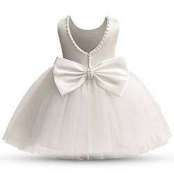TTYAOVO Kleine Klassisch Elegant Tutu Prinzessin Kleid Hochzeit Partytreffen Festzugskleid Größe 80(6-12 Monate, 2029 Weiß) von TTYAOVO