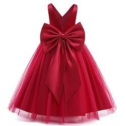 TTYAOVO Mädchen Blume Kleid Festzug Hochzeit Party Prinzessin Lang Ball Kleid Größe(150) 9-10 Jahre 784 Rot-c von TTYAOVO