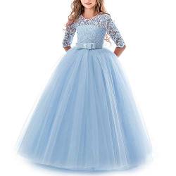 TTYAOVO Mädchen Festzug Ballkleider Kinder Bestickt Brautkleid (Größe140) 8-9 Jahre 378 Bleu von TTYAOVO
