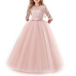 TTYAOVO Mädchen Festzug Ballkleider Kinder Bestickt Brautkleid (Größe140) 8-9 Jahre 378 Rosa von TTYAOVO