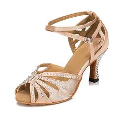 TTdancewear Damen Strass Tanzschuhe Latin Performance Salsa-Tanzschuhe 8 m us Nude-2,5-Zoll-Heels von TTdancewear