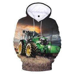 TUBBLI Hoodie Traktor Traktor Pullover Kinder Trecker Pullover Für Kinder Traktor Pullover Mit Kängurutasche Traktor 3D Traktor- Kinder Jungen Hoodie Mit Kapuze, Herren Hoodie Sweat-Jacke (A3,M) von TUBBLI