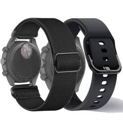 TUCOMO 2 x dehnbare Nylon- und Silikon-Uhrenarmbänder, kompatibel mit Omega X Swatch Moonswatch Speedmaster, Rolex, Seiko, 20 mm, elastische Schlaufenarmbänder für Damen und Herren von TUCOMO