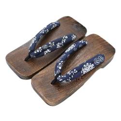 Japanische Geta Holzclogs für Herren Damen Flipflop, Holzsandalen Flache japanische Schuhe, Cosplay Schuhe Geta Hausschuhe, Herren Sandalen Tanga Hausschuhe (Color : A, Size : EUR44) von TUCY