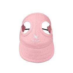 TUDUZ Kleines Haustier Hund Stickerei Einfarbig Hundecap Baseball Mütze Gurt Hat Sunbonnet Oxford Stoff Kappe Elternteil-Kind Mütze Baseball Cap Adjustable(Small,A-Rosa) von TUDUZ-Caps