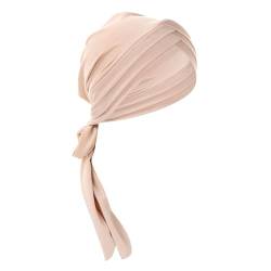 TUDUZ Eid Al Fitr-Stirnband für Damen, einfarbig, dreifacher langer Schwanz, muslimisches Stirnband, kann hinter dem Hut gebunden werden Sportanzug Damen Fitness (Beige, One Size) von TUDUZ