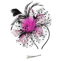 TUDUZ Fascinator Blume Mesh Bänder Federn Hochzeit Party Kopfbedeckung Hut für Mädchen und Frauen Kostüm Karneval Fasching von TUDUZ