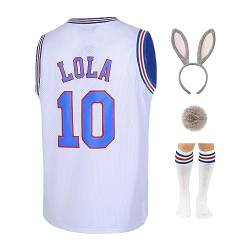 TUEIKGU #10 Lola Space 2 Movie Basketball Trikot für Herren mit Kopfreifen & Socken XS-3XL, Weißes Paket, Mittel von TUEIKGU