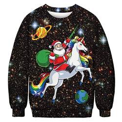 Unisex Ugly Christmas Sweater Tacky Xmas Jumper Tops 3D Christmas Print Holiday Party Rundhals-Sweatshirt,AW06,5XL von TUHGB