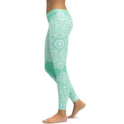 Mandala Leggings Yoga Hose Frauen Fitness Push Up Tight tragen Fitnessstudio Training Sport Laufen Leggings Elastische Hose -T6-M von TULDYS