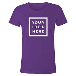 Frau T-Shirt mit Eigenem Deine Idee Selbst Gestalten - Ringgesponnene Baumwolle - Vollfarbiger Druck - L - Lila von TULLUN