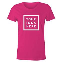 Frau T-Shirt mit Eigenem Deine Idee Selbst Gestalten - Ringgesponnene Baumwolle - Vollfarbiger Druck - M - Fuchsia Pink von TULLUN