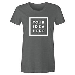 Frau T-Shirt mit Eigenem Deine Idee Selbst Gestalten - Ringgesponnene Baumwolle - Vollfarbiger Druck - M - Holzkohle von TULLUN