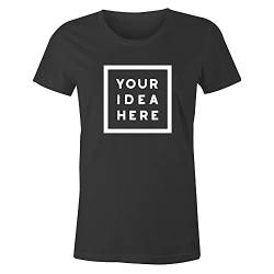 Frau T-Shirt mit Eigenem Deine Idee Selbst Gestalten - Ringgesponnene Baumwolle - Vollfarbiger Druck - M - Schwarz von TULLUN