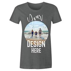 Frau T-Shirt mit Eigenem Foto Text Logo Name Selbst Gestalten - Ringgesponnene Baumwolle - Vollfarbiger Druck - L |Holzkohle| von TULLUN