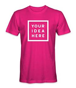 Unisex Mann Frau T-Shirt Top mit Eigenem Deine Idee Selbst Gestalten - Ringgesponnene Baumwolle - Vollfarbiger Druck - M |Fuchsia Pink| von TULLUN
