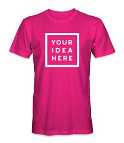 Unisex Mann Frau T-Shirt Top mit Eigenem Deine Idee Selbst Gestalten - Ringgesponnene Baumwolle - Vollfarbiger Druck - XXL |Fuchsia Pink| von TULLUN