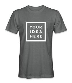 Unisex Mann Frau T-Shirt mit Eigenem Deine Idee Selbst Gestalten - Ringgesponnene Baumwolle - Vollfarbiger Druck - M |Holzkohle| von TULLUN