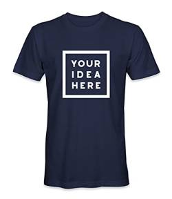 Unisex Mann Frau T-Shirt mit Eigenem Deine Idee Selbst Gestalten - Ringgesponnene Baumwolle - Vollfarbiger Druck - XL |Marineblau| von TULLUN