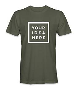 Unisex Mann Frau T-Shirt mit Eigenem Deine Idee Selbst Gestalten - Ringgesponnene Baumwolle - Vollfarbiger Druck - XL |Militärgrün| von TULLUN