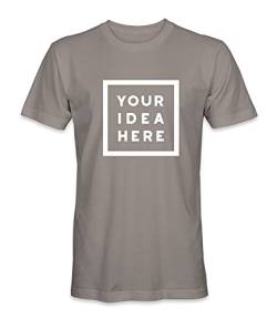 Unisex Mann Frau T-Shirt mit Eigenem Deine Idee Selbst Gestalten - Ringgesponnene Baumwolle - Vollfarbiger Druck - XL |Rauchgrau| von TULLUN