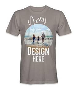 Unisex Mann Frau T-Shirt mit Eigenem Foto Text Logo Name Selbst Gestalten - Ringgesponnene Baumwolle - Vollfarbiger Druck - 3XL - |Rauchgrau| von TULLUN