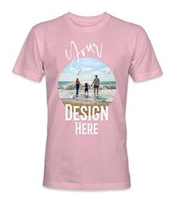 Unisex Mann Frau T-Shirt mit Eigenem Foto Text Logo Name Selbst Gestalten - Ringgesponnene Baumwolle - Vollfarbiger Druck - 3XL - |Rosa Schattenrose| von TULLUN