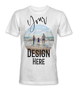 Unisex Mann Frau T-Shirt mit Eigenem Foto Text Logo Name Selbst Gestalten - Ringgesponnene Baumwolle - Vollfarbiger Druck - L |Weiß| von TULLUN