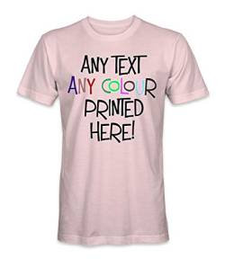 Unisex Mann Frau T-Shirt mit Eigenem Text Name Zitat Logo Selbst Gestalten - Ringgesponnene Baumwolle - Vollfarbiger Druck - XXL - |Rosa Schattenrose| von TULLUN