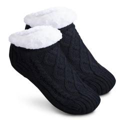 TULMERO Kuschelsocken - L / 40-42 / Schwarz - Wintersocken Damen und Herren - Stoppersocken Damen und Herren - Haussocken - Flauschige Socken - Hüttensocken - Abs Socken - Antirutschsocken von TULMERO