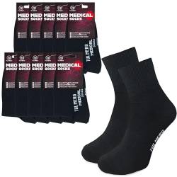 TULMERO MEDICAL Socken Komfortbund - Nicht Einschnürende Socken Baumwollsocken - Diabetikersocken - Venensocken - Business-Socken - Herren/Damen - Druckfreie Socke Glatt - Schwarz 10 Paar Gr. 38-40 von TULMERO