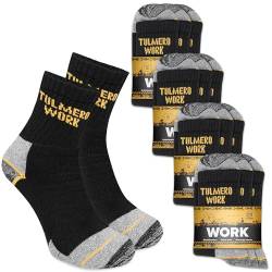 TULMERO Socken arbeit - Arbeitssocken für herren - Arbeitssocken lang herren - Work Socken Baumwolle Breathable - Starke Socke - Schwarz 12 Paar Gr. 39-42 von TULMERO