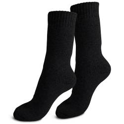 TULMERO Thermosocken Damen und Herren - Schwarz - Wintersocken Damen und Herren - Dicke Socken Einheitsgröße - Warme Socken - Winter Wandersocken - Winter Arbeitssocken - Kuschelsocken von TULMERO