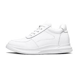 TUMAHE Herren Aufzug Schuhe Mode Unsichtbare Höhe Zunehmende Walking Sneakers Leichte Casual Leder Kleid Schuhe,3.14 inchs(8cms) White,40 EU von TUMAHE