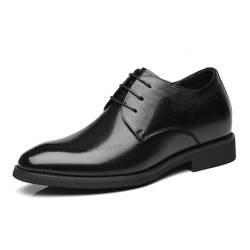 TUMAHE Herren Unsichtbare Höhe Erhöhung Schuhe Leder Lace-Up Oxfords Versteckte Ferse Höhere Schuhe für Business Office Formal,6cm Black,42 EU von TUMAHE