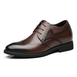 TUMAHE Herren Unsichtbare Höhe Erhöhung Schuhe Leder Lace-Up Oxfords Versteckte Ferse Höhere Schuhe für Business Office Formal,8cm Brown,43 EU von TUMAHE