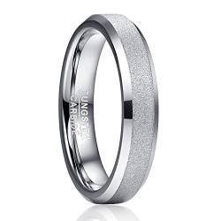 TUNGSTORY Herren Wolframring 4mm Silber Sandgestrahlter Verlobung Ehering for Damen Größe 62(19.7) von TUNGSTORY