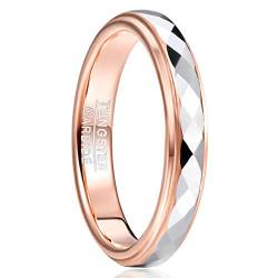 TUNGSTORY Herren Wolframring Ehering Roségold 4mm Rhombus Breit Facetten Rhombus Verlobungsring Bequeme Passform Poliert Freundschaftsring Größe 62(19.7) von TUNGSTORY