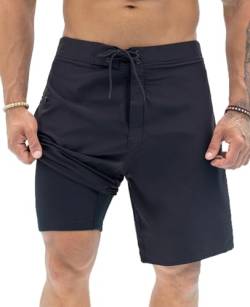 TUONROAD Badehose für Herren mit Kompression Liner 2 in 1 Atmungsaktiv Badeshorts Männer Elastisch Schwimmhose Verstellbar Tunnelzug mit Reißverschlusstaschen Schwarz 32 von TUONROAD