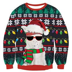 TUONROAD Damen Herren Ugly Weihnachten Pullover Sonnenbrille Alpaka Strickpullover Langarm Christmas Sweater für Weihnachtsparty M von TUONROAD