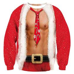 TUONROAD Hässliche Weihnachtspullover Herren Männer Rot Christmas Sweater 3D Langarm Couple Weihnachten Pullover Jumper XXL von TUONROAD